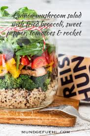 Quinoa Pilz Salat Mit Gebratenem Brokkoli Paprika Tomaten Und Rucola Rezept Mundgefuhl Gebratener Brokkoli Quinoa Pilze Brokkoli