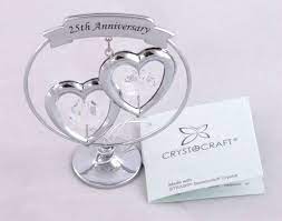 Your 25th anniversary is a personal silver jubilee, so it's only right to celebrate it with a bit of pizzazz! Crystocraft Gifts 25th Silver Anniversary Ornament With Swarvoski Crystal Elements