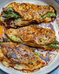 These easy chicken recipes will be a staple because this chicken can be used for everything! Easy Asparagus Stuffed Chicken Breast Recipe Healthy Fitness Meals