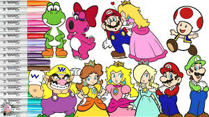 20 populer cartoon coloring pages cakes. Super Mario Bros Coloring Book Pages Nintendo Mario Luigi Princess Peach Toad Yoshi Wario Birdo Youtube