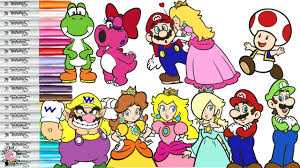 Coloring pages for mario bros (video games) ➜ tons of free drawings to color. Super Mario Bros Coloring Book Pages Nintendo Mario Luigi Princess Peach Toad Yoshi Wario Birdo Youtube