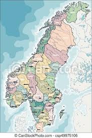 All regions, cities, roads, streets and buildings satellite view. Sllustration Of A Map Of Norway And Sweden Canstock