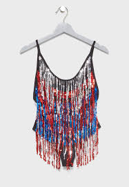 sequin fringed swimsuit