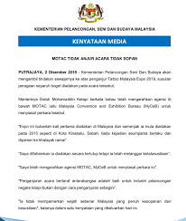 Booking tiket pesawat murah dari venice ke kuala lumpur. Kuala Lumpur Reporter On Twitter Ministry Of Tourism Arts And Culture Has Dissociated Itself From The Tattoo Malaysia Expo 2019 Its Minister Has Directed Myceb To Investigate The Event Allegedly Supported By