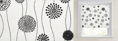 I like the layered look and just wondering how to achieve it. Black White Modern Funky Floral Patterned Roller Blinds Roller Blinds Blinds Modern Floral