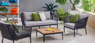 This Sofa Set From Mondecasa Spaghetti Collection Is Made From Anthracite Aluminium Outdoor Lounge Furniture Restaurant Interior Design Outdoor Furniture Sets