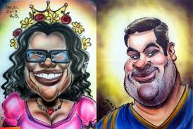 Caricatures of Mary Gonzalez and Robin Acosta