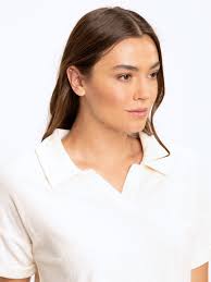 Larissa Crop Terry Polo in Ecru