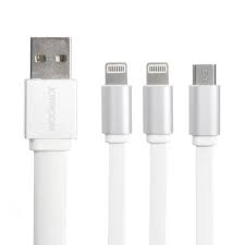 Mobile Phone Accessories Joyroom 3 In 1 Double Lightning 8pin Micro Usb Charging Cable For Ios And Android White
