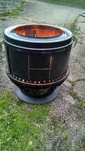Fire Pit Made From A Recycled Drum From An Old Dryer My Brother Personalized It With His Initial Cool Huh Car Wheels Wheel Decor Car Wheels Rims