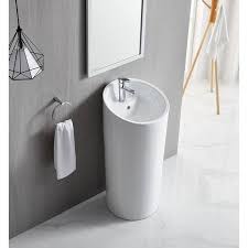 white round bathroom pedestal sink with