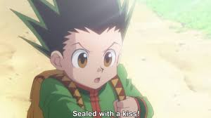 To give someone a quick little kiss when they aren't expecting one. Sealed With A Kiss Pinky Swear Of Gon And Mito Youtube