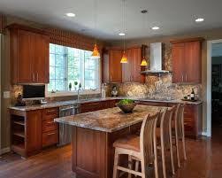 Chestnut Cabinets With White Granite Google Search Stained Kitchen Cabinets Kitchen Remodel Kitchen Design