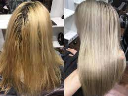 Das ist unerlässlich, wenn du dein haar weißblond färben willst, weil es den gelbstich eliminiert. Gelbstich Im Haar Entfernen Friseur Tipps Tricks
