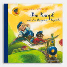 Ein liegender halbmond und sterne sind durch ein fenster zu sehen. Jim Knopf Und Der Fliegende Teppich Kinderbuch Vom Thienemann Verlag 978 3 522 45838 2 Echtkind