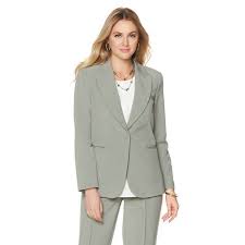 Diane Gilman Size Xs Gabardine Boyfriend Blazer Sage Green