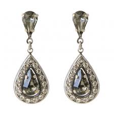 Bijoux boucle d'oreille simple et discret. Boucles D Oreilles Cristaux Swarovski Black Diamond Et Crystal En Metal Argente