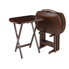 Tv Tray Set Portable Storage Rack Stand Wood 4 Large Food Folding Dining Tables Tv Tray Set Folding Tv Trays Winsome Wood