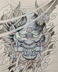 Samurai tattoo design oni mask drawing. Demon Oni Mask Tattoo Drawing Novocom Top