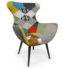 Pieds en bois de hêtre naturel vernis. Fauteuil Patchwork Achat Vente De Fauteuil Pas Cher