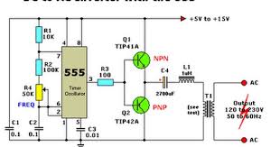 Dc To Ac Inverter With Ic555 Electronic Engineering Electronic Schematics Electronics Basics