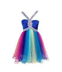 Rainbow Prom Dresses Rainbow Beading Straps A Line Tulle Lovely Prom Cocktail Dresses Cocktail Dress Prom Rainbow Prom Dress Teenage Girls Dresses