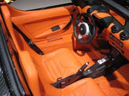 Orange Leather Car Interior Car Interior Orange Leather Upholstery Fabric