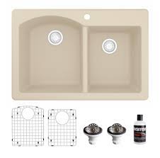 Pvc and abs p traps other tubular drain ponents. Karran Usa Qt 610 Drop In Quartz Composite 33 Inch 60 40 Double Bowl Kitchen Sink Kit In Bisque
