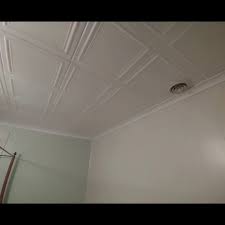 Line Art 1 6 Ft X 1 6 Ft Glue Up Ceiling Tile In White In 2020 Ceiling Remodel Plastic Ceiling Tiles Ceiling Tile