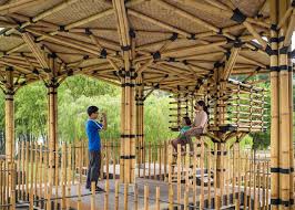 Bamboo Playhouse Occupies A Lake Island In Kuala Lumpur Bamboo Building Play Houses Pavilion Architecture