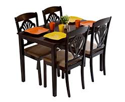 Heavy solid teakwood 6 seater dining table set. Buy Deckup Vivanta Four Seater Dining Table Set Rubber Wood Dark Walnut Online At Low Prices In India Deckup Vivanta Four Seater Dining Table Set Rubber Wood Dark Walnut Reviews Ratings