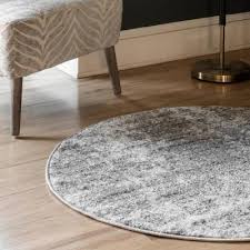 Round gray and white hand braided nursery rug from cotton t shirts. Round Gray Area Rugs Rugs The Home Depot