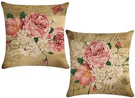 Amazon Com Ulove Love Yourself 2pack Retro Flower Throw Pillow Covers Peony Rose Home Decorativ Flower Throw Pillows Decorative Pillow Covers Vintage Cushions