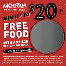 Check spelling or type a new query. Mooyah Scratch To Win Free Food Mooyah Burgers Fries And Shakes