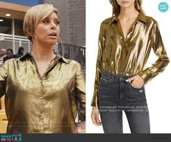 Jul 15, 2021 · the metallic, shimmering blouse sets you apart from the crowd with its brilliant luminescence. Wornontv Robyn S Gold Metallic Blouse On The Real Housewives Of Potomac Robyn Dixon Clothes And Wardrobe From Tv