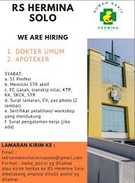Info lowongan kerja terbaru di surakarta / solo januari 2021 temukan loker yang sesuai dengan keahlian anda di surakarta sekitarnya. Lowongan Kerja Apoteker Dan Dokter Rumah Sakit Hermina Solo Loker Swasta