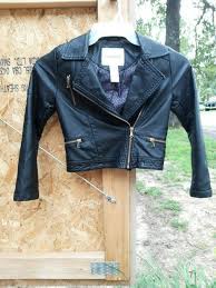 Kids Faux Leather Motorcycle Jacket Girls Sz L G 6x Toughskins Biker Jacket