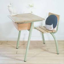 Ancien Bureau D Ecolier Couleur Sauge Et Bois Naturel Mobilier De Salon Chambre Enfant Deco Chambre Enfant
