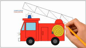 Fun to draw and easy to understand. How To Draw A Fire Truck Step By Step Easy For Kids Coloring Page Drawing Learn Colors For Kids Youtube