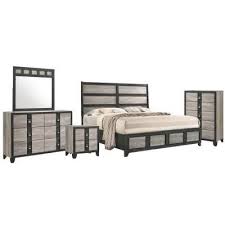 The simple design features round silver pull hardware and a gray wood finish. Queen Size Bedroom Furniture Sets American Freight Sears Outlet