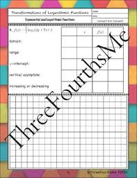 Logarithmic Functions Transformations Classwork And Or Homework Logarithmic Functions Classwork Homework
