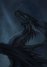 Black And Blue Dragon Drawing Bathing In Moonlight By X Celebril X Deviantart Com On Deviantart Dragon Illustration Dragon Artwork Female Dragon