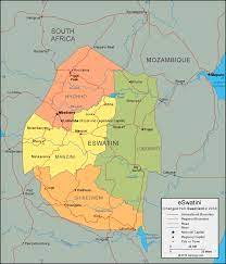Try a map for free today! Map Of Eswatini Formerly Swaziland And Satellite Image