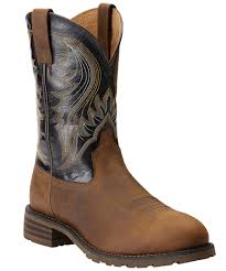 Ariat Black And Brown Boots Ariat Men S Hybrid Rancer Leather Western Boot In Black Modesens Leather Western Boots Boots Steel Toe Boots