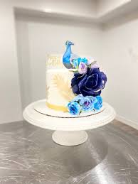 Cake with flowers on side. Peacock Cake Flowers On The Side Pao S Cakes
