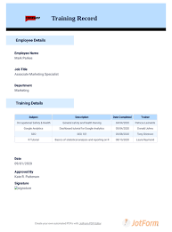 All such information is required to be stored in an excel form, which is why it is also called as a. Training Record Template Pdf Templates Jotform