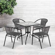 Metal Frame With Square Glass Table