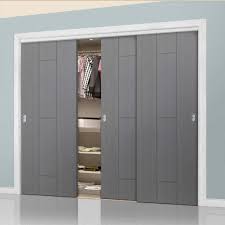 Thruslide Nuance Ardosia Slate Grey Flush 3 Door Wardrobe And Frame Kit Prefinished Lifestyle Image Wa Sliding Wardrobe Doors Loft Style Wardrobe Doors