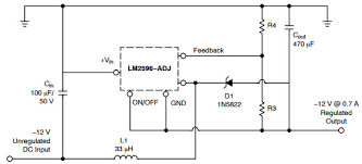 Block diagram unregulated dc input +vin 1 cout feedback 4 cin l1 d1 r2 r1 output 2 gnd 3 on/off 5 reset latch thermal shutdown 150 khz. Lm2596 Typical Application Reference Design Dc To Dc Single Output Power Supplies Arrow Com