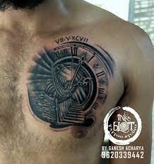 Clock Tattoo By Ganesh Acharya Contact 9620339442 Rose Tattoos For Men Tattoos Inkblot Tattoo